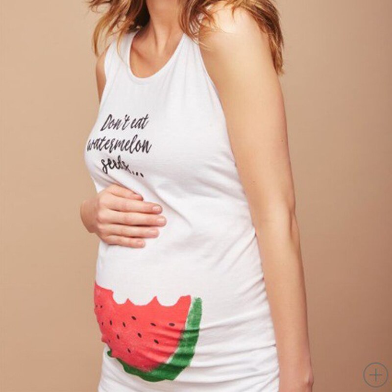 Sommer plus størrelse sjov tegneserie vandmelon barsel tøj ærmeløs skjorte afslappet tshirt moderskab til gravide kvinder  s705
