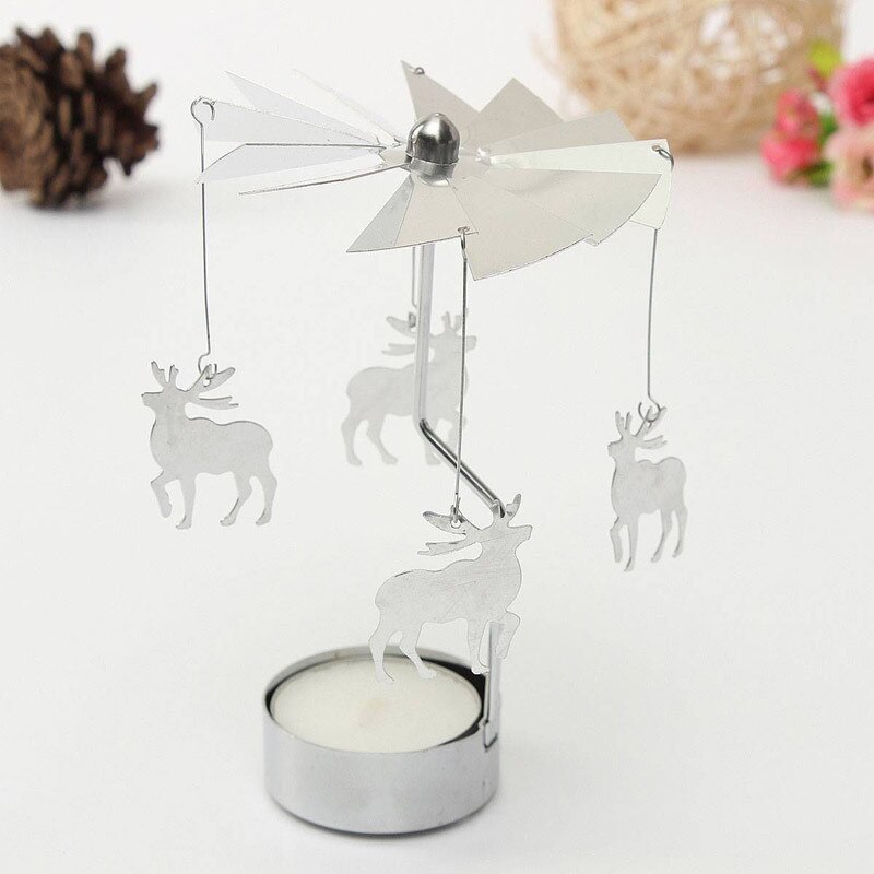 Great Rotary Spinning Carousel Angel / Deer / Star Tea Light Christmas Candle Holder: Deer