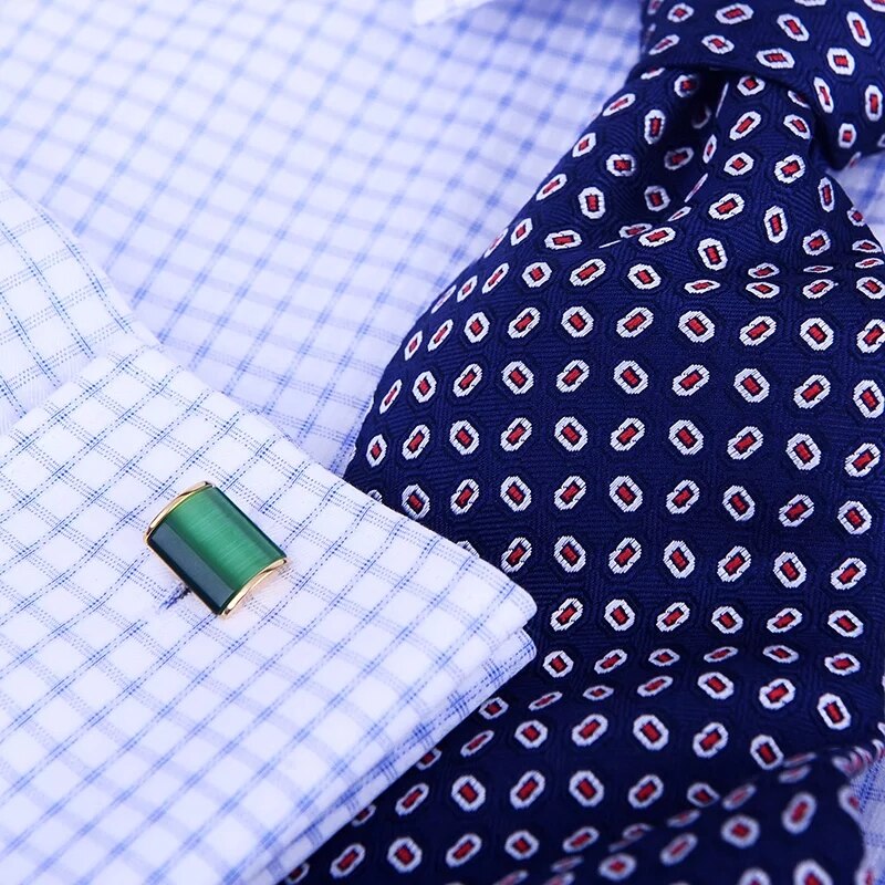 Bridegroom Wedding Party French Shirts Cuff Links Dark Green Shell Opal Cufflinks Golden Cufflink With Bag