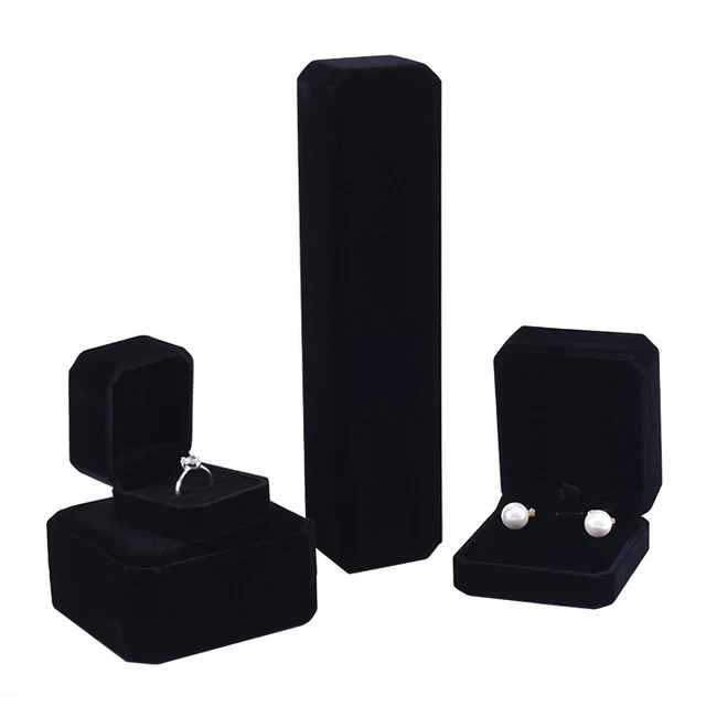 Schmuck Verpackung Box Ring Ohrringe Halskette Anhänger Armband Aufbewahrung Display Box Hochzeit Vorschlag Geschenkbox: S / Black