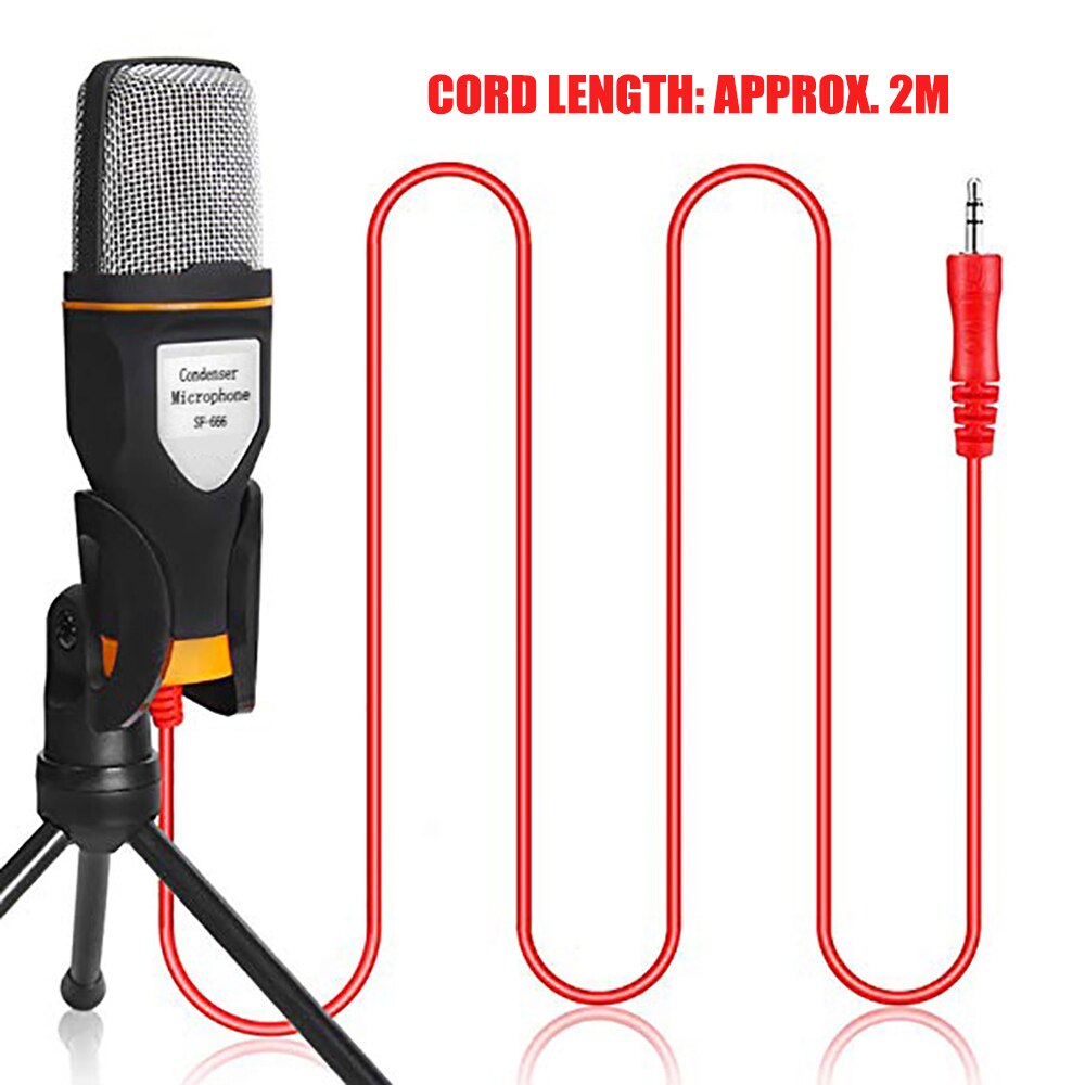Wired Microphone with Tripod Mini Jack 3.5mm Handheld Microphone Condenser Microphone Microphone Holder