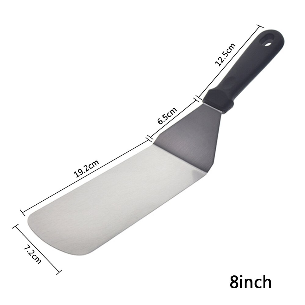304 Stainless Steel Flat Top Grill Grill Spatula &amp; Scraper Set Kit Kitchen BBQ Flipper Griddle Accessory Tool: 8 inch-a