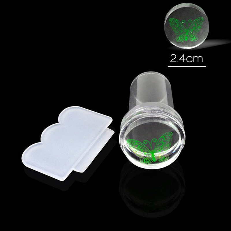 2.4Cm Pure Clear Jelly Silicone Nail Art Stamper Schraper Transparante Nail Stamp Stempelen Tool
