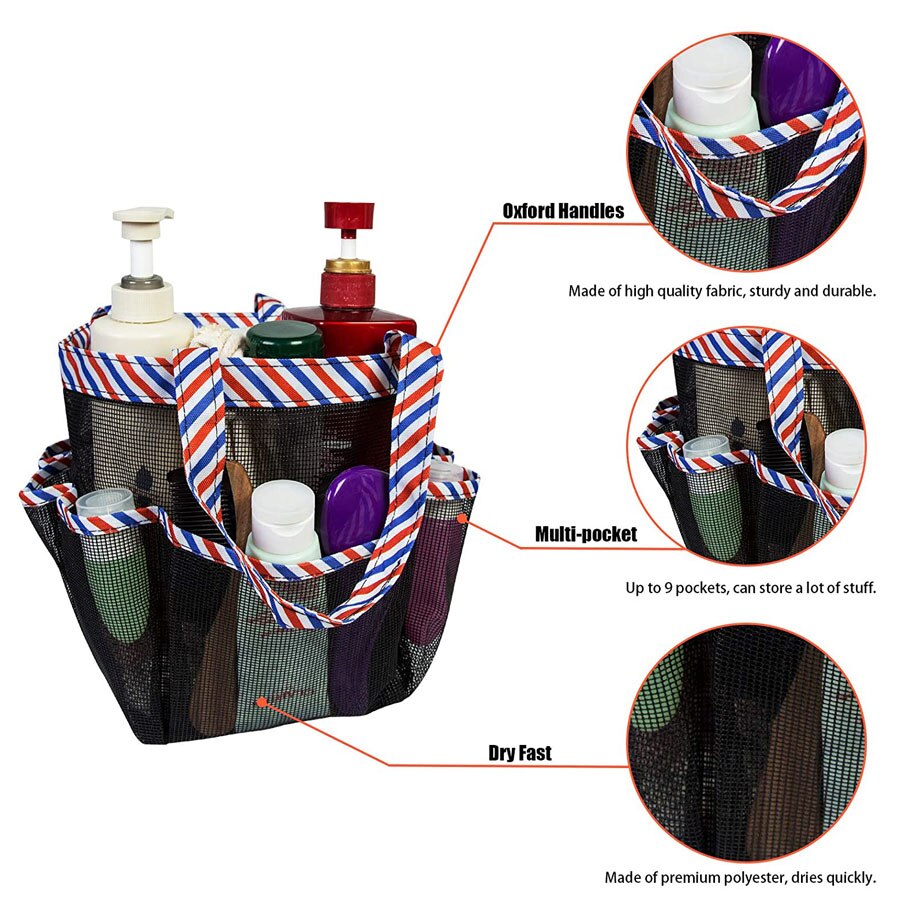 Mesh Shower Caddy tote for College Dorm Room Essentials, Hanging Portable Tote Bag Toiletry for Bathroom Accessories
