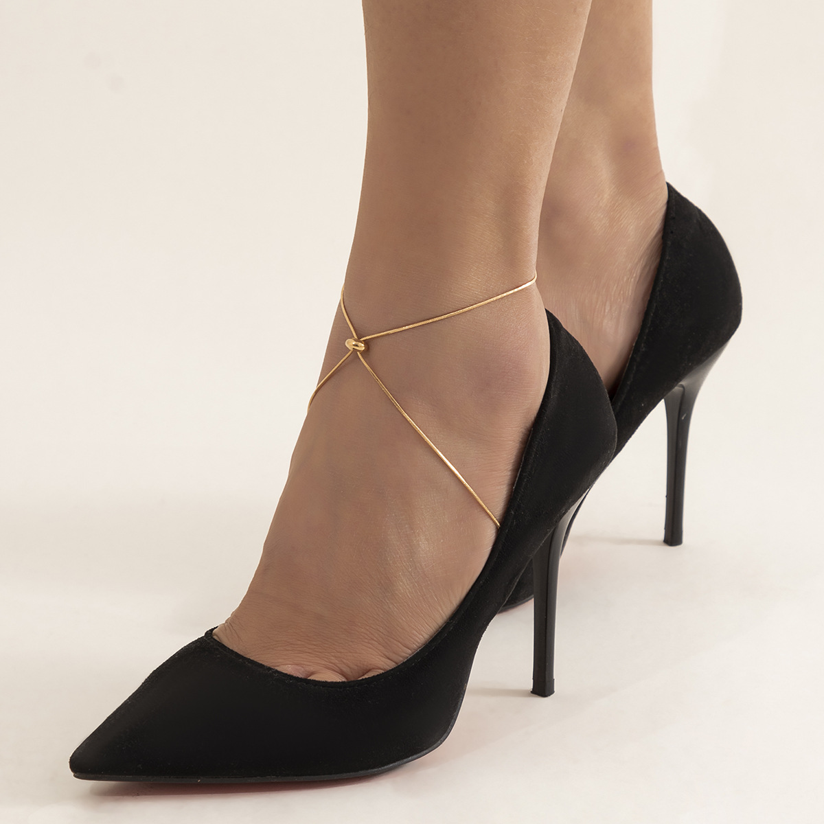 Ball Cross Chain Anklet High Heel Shoe Simple Foot Ankle Beach Foot Jewelry for Women Girls Anklet AM4221: A-gold
