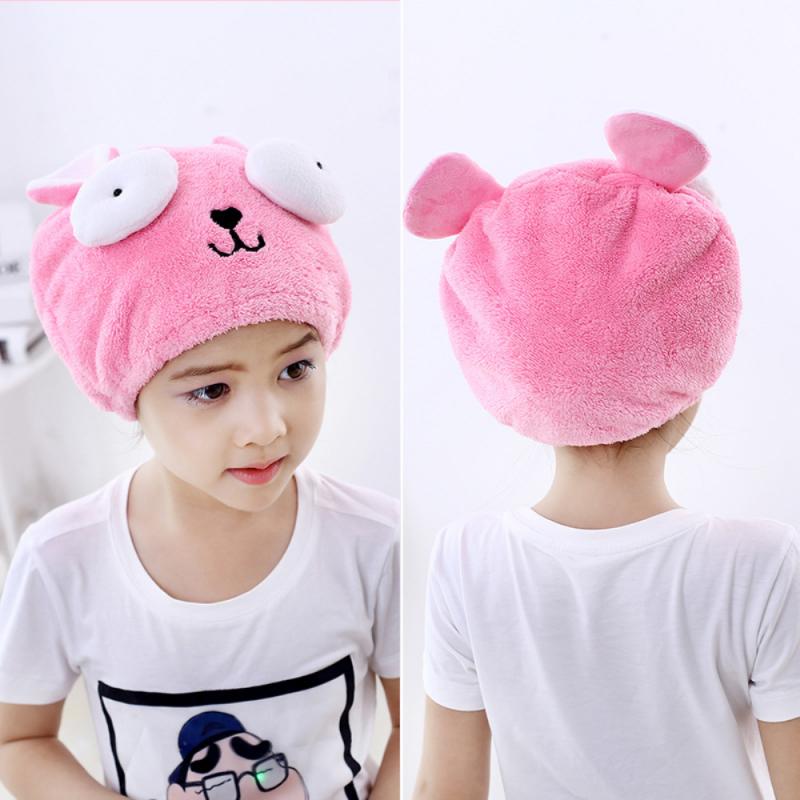 Bathroom Accessories Microfiber Shower Cap For Kids Cartoon Hair Quick Dryer Towel Bath Wrap Hat Turban Dry Shower Cap Hair Tool
