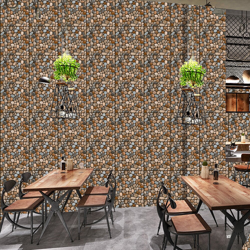 20 Pcs Waterproof DIY Retro Pebble Imitation Leather Tile Sticker Wall Stickers Living Room Bathroom Decoration Home Decor