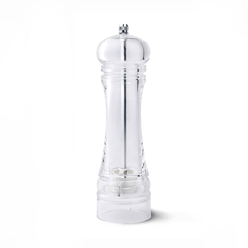 Acrylic Combo Pepper Mill and Salt Shaker with Adjustable Coarseness Ceramic Mechanism Easy to Use: 8 inch