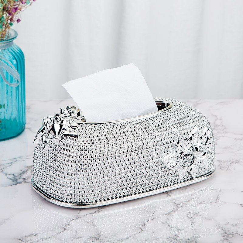 European style acrylic tissue box household kitchen storage box tissue box cafe hotel bar napkin box: Blue