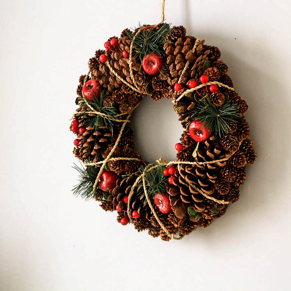 Couronne rustique de jardin, décoration d'intérieur, décorations de mariage d'automne, couronne de campagne, automne, hiver, couronne de noël, accessoires de noël