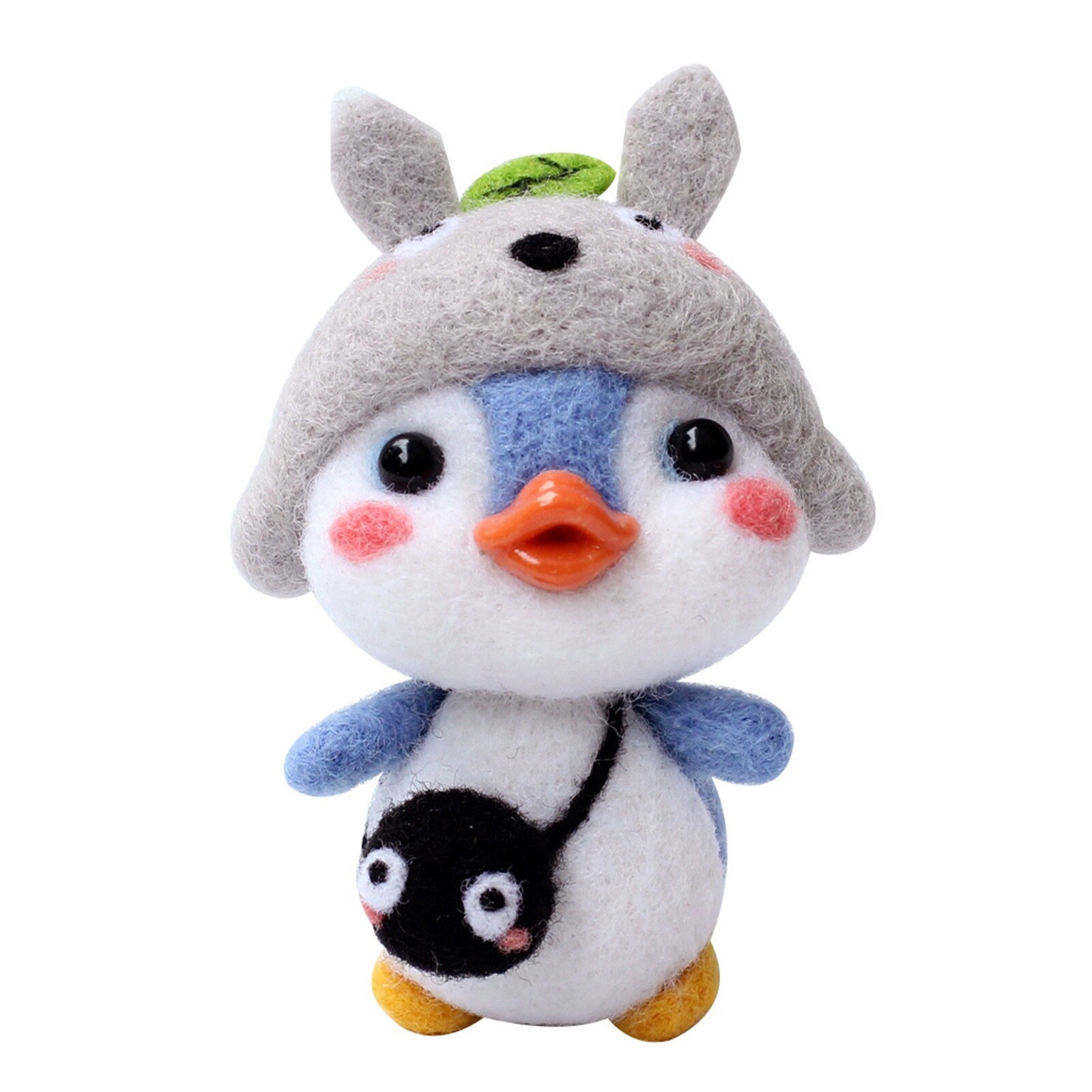 Cute Penguin z czapka w kształcie zwierzęcia Shiba Dinosaur wełna filc rękodzieło Diy nie wykończone Poked zestaw zestaw do rękodzieła dla igły torba materiałowa zestaw: F