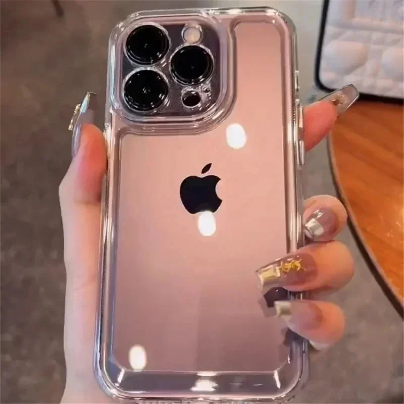 Luxury Silicone Transparent Shockproof Armo Case For IPhone 16 15 14 13 12 11 Pro Max 7 8 Plus XR XS X Phone Clear Cover Case