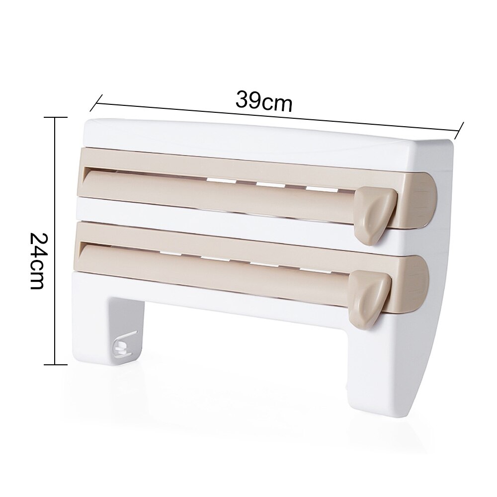 4 in 1 Wall Mounted Organizer Large Roll Paper Towel Holder Paper Dispenser Storage Rack kitchen Film Cling 390 * 100 * 240mm ^^