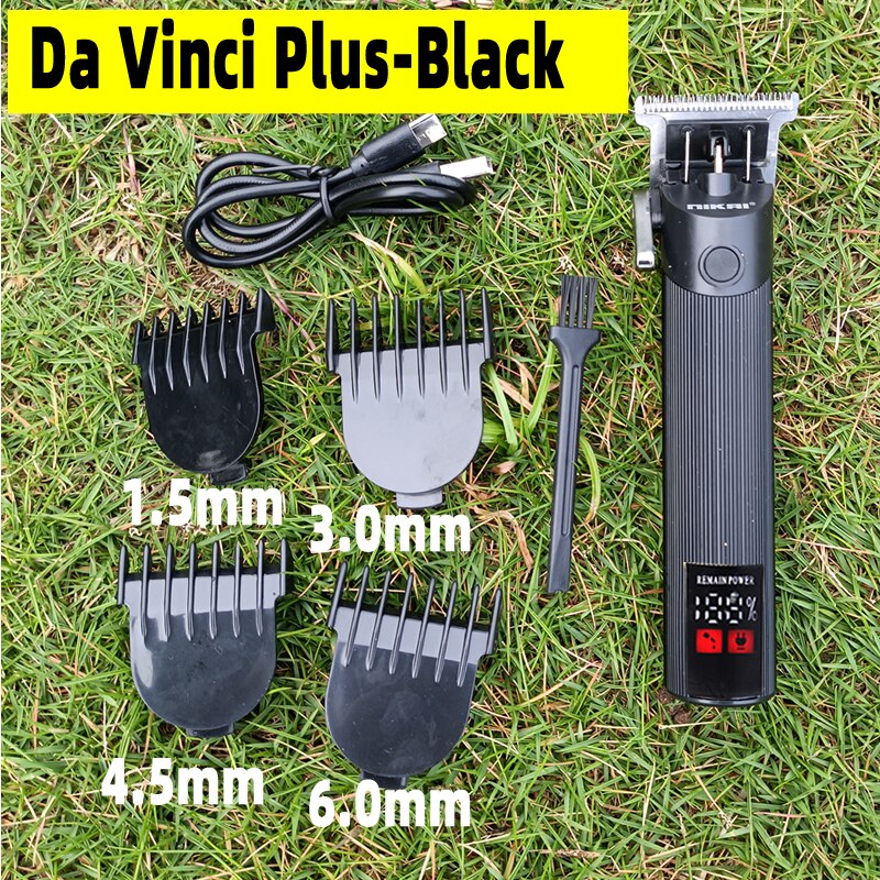 2022 Electric Hair Clipper Rechargeable 0mm Shaver Beard Trimmer Men Hair Cutting Machine Beard Barber Hair Cut: Black Da Vinci-Plus