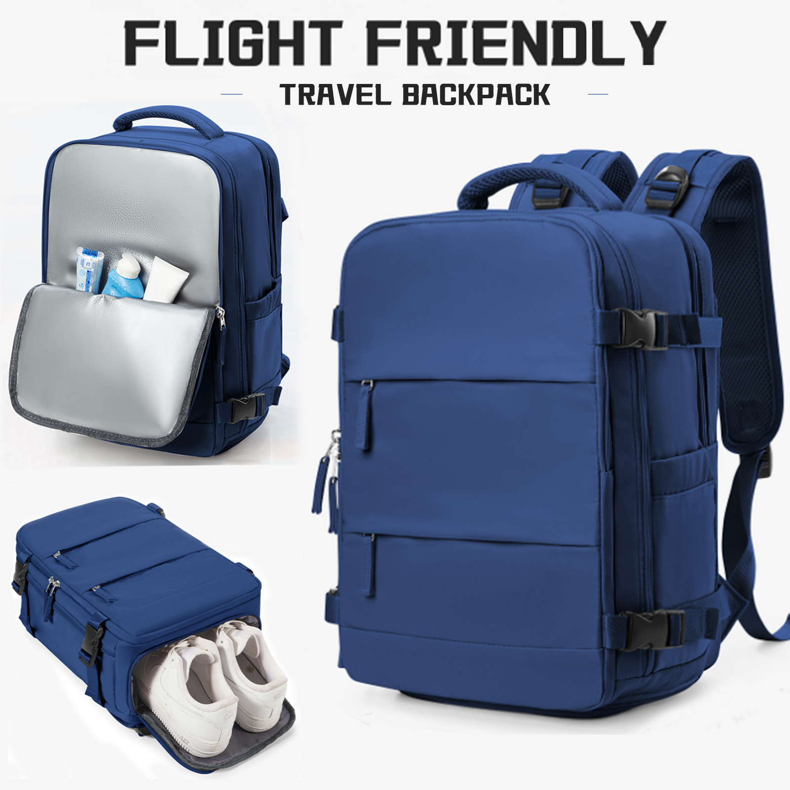 Bagage à main sac à dos pour ordinateur portable Ryanair mochila viaje cabina avion 40x20x25 sac de cabine sac à dos de voyage pour hommes femmes, Reiserucksack: 15 Pouces / Bleu