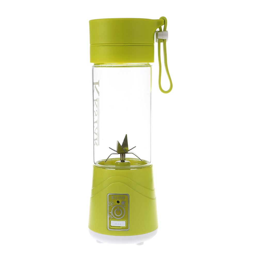 380ml 6 blad liten juicepress studenter handhållen mixer resa camping sport frukt grönsaks juicepress för sommaren: Ljusgrön
