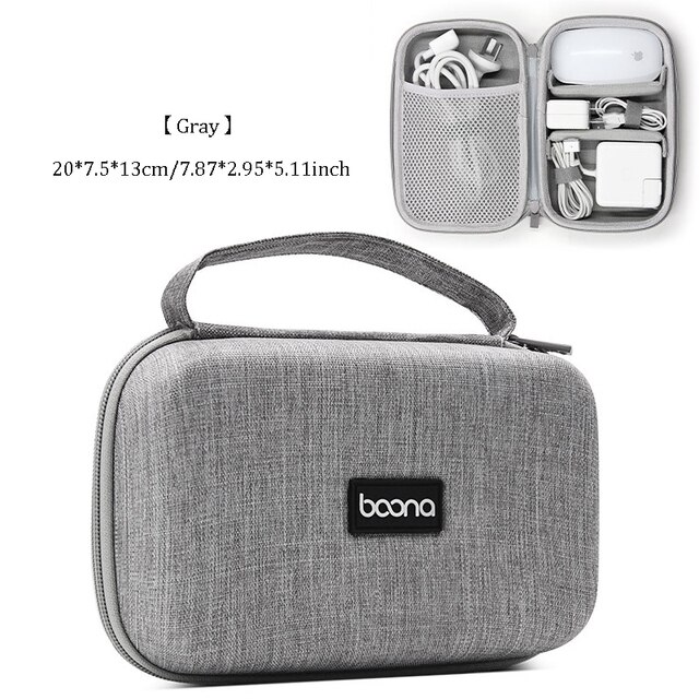 Eva-doppelschicht-usb-tragbare reise-organizer-tasche für digitale elektronik, aufbewahrungstasche für elektronikzubehör, gadget-hüllen: Grau 1