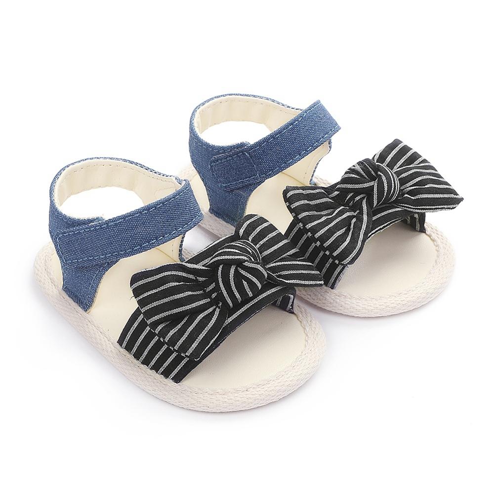 Zomer Baby Meisje Gestreepte Boog Prinses Schoenen Sandalen Baby Meisje Anti-Slip Sandalen Baby Peuter Schoenen Pasgeboren Eerste walker: B / M 2