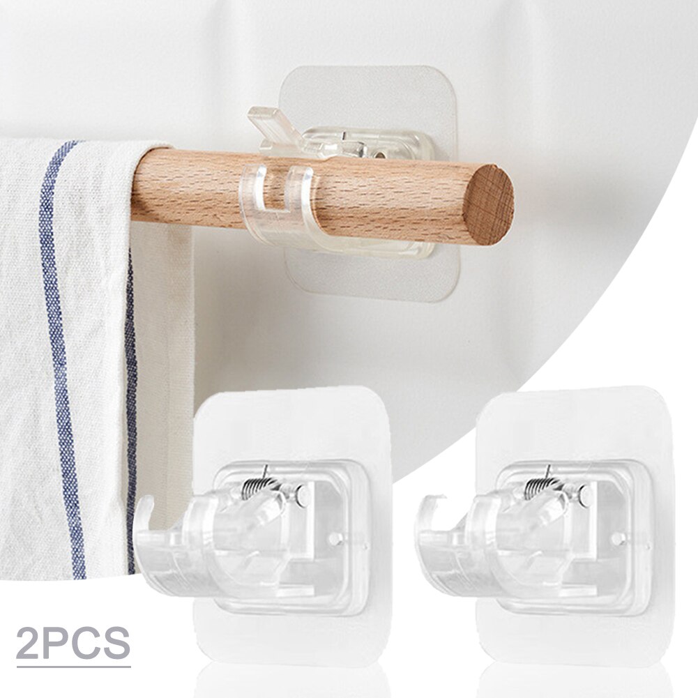 Soporte de barra ajustable de cortina sin clavos, ganchos de abrazadera, soporte Adhesivo de pared para cortina, gancho fijo para colgar, 2 uds.