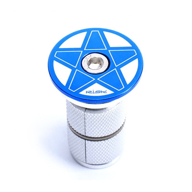 Bike Bicycle Fork Steerer Headset Stem Adjuster Star Nut Expander Expanding Nut Compression Compressor Plug with Bolt & Top Cap: Blue Set