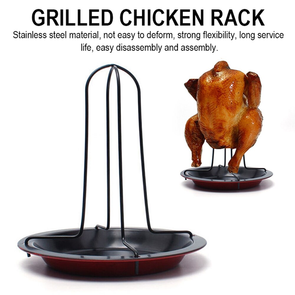 Duurzaam En Te Reinigen Kip Eend Houder Rack Grill Stand Roosteren Voor Bbq Rib Non Stick Carbon Staal Gadgets