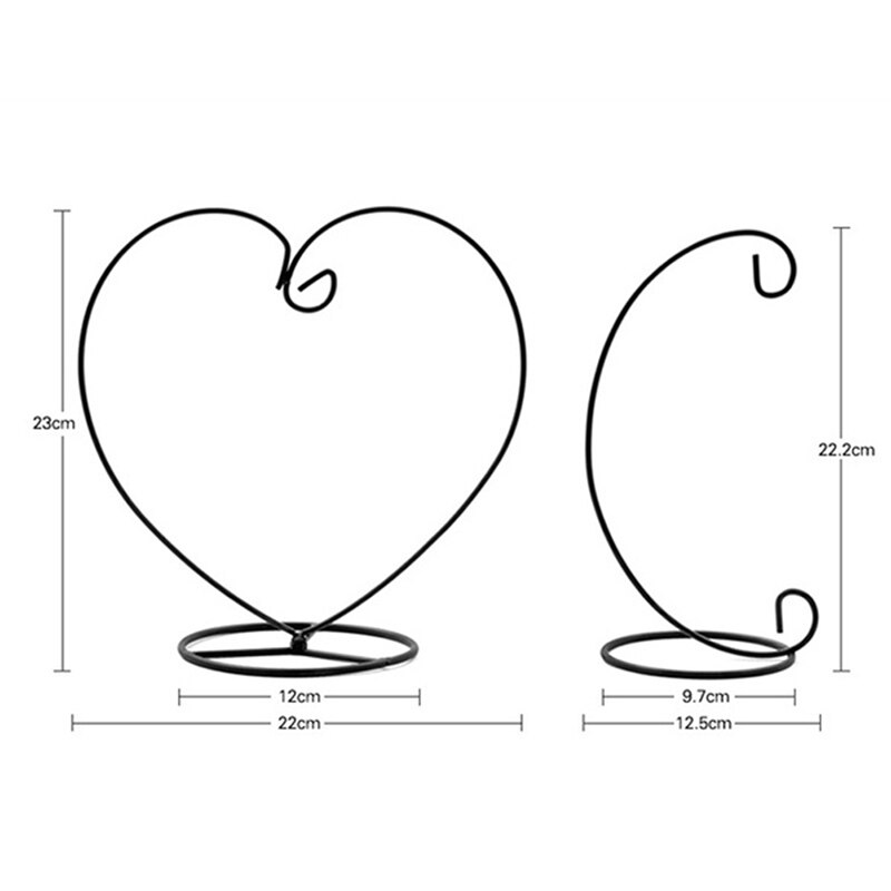 Heart/Moon Shaped Iron Hanging Holder Plant Glass Vase Stand Micro Landscape Decoration Bottle Holder ~