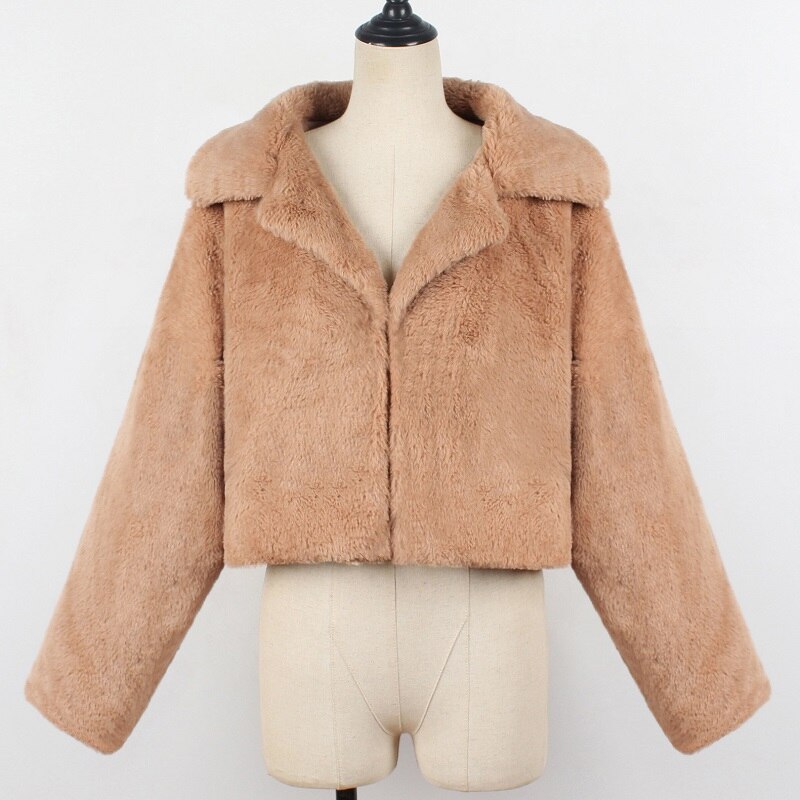 Winter Herfst Jas Mode Vrouwen Casual Korte Faux Bontjas Tops Jas Voor Vrouwen Jas Jassen Uitloper Vrouwelijke jas: Khaki / S