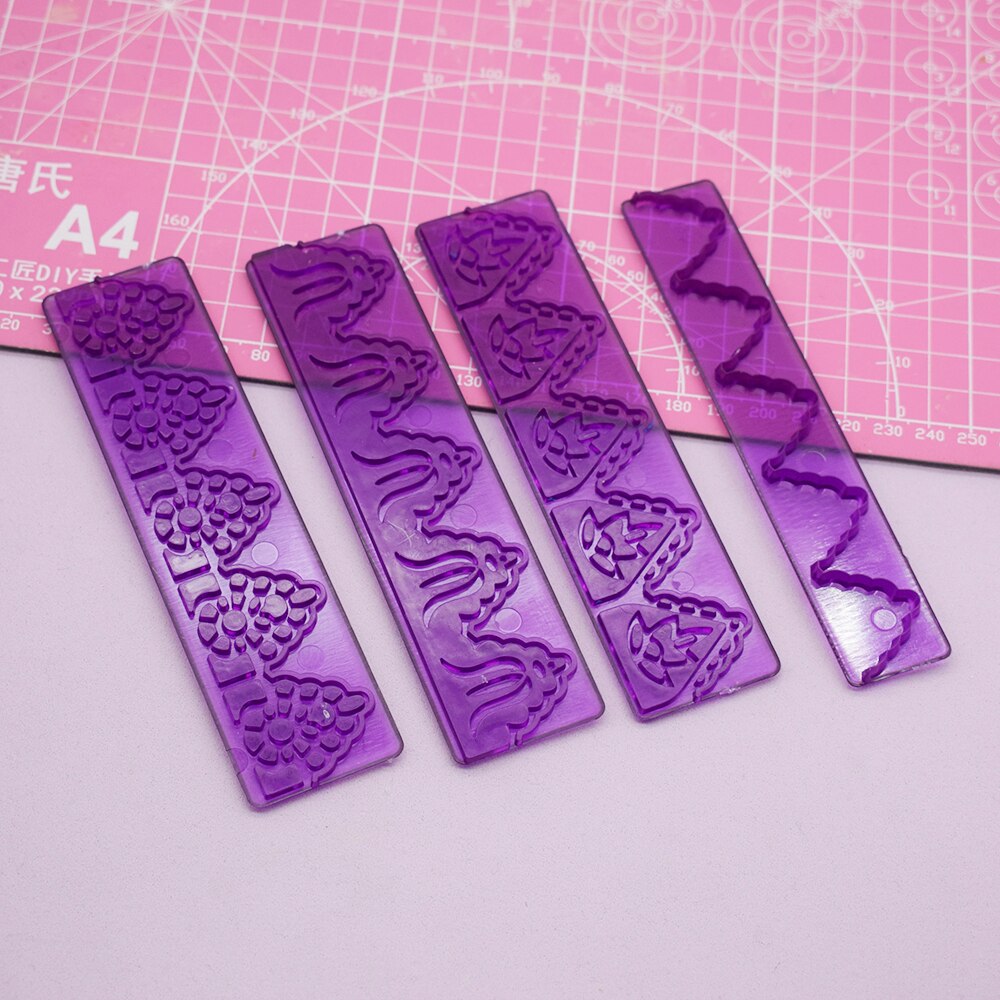 4 Stuks Plastic Kant Embossing Strip Klei Textuur Stempel Keramische Aardewerk Polymeer Klei Gereedschap