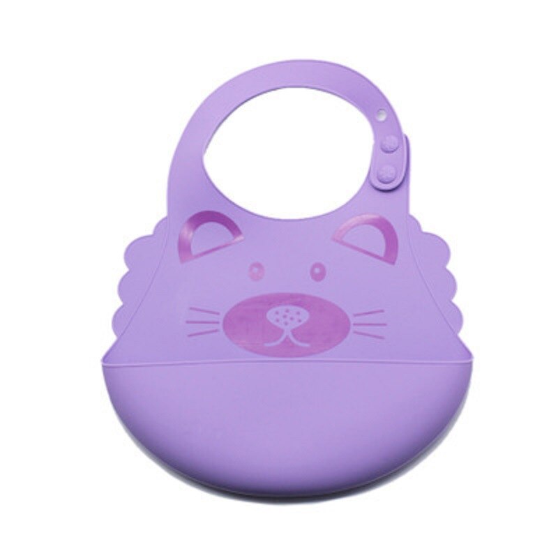 Hylidge Food Grade Silicone Baby Bavaglino Del Bambino Del Fumetto Impermeabile Bavaglino Fibbia Regolabile Alimentazione Bavaglino per Tollder Infantile Tovagliolo Della Saliva: 1PC Purple