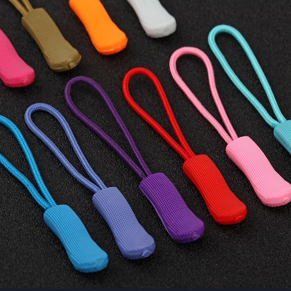 10Pcs Zipper Pull Puller End Fit Rope Tag Fixer Zip Cord Tab Replacement Clip Broken Buckle for Sewing Clothes Travel Bags