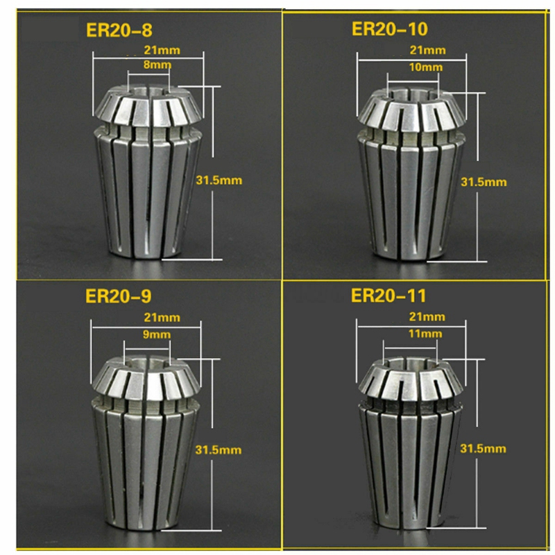 10Pcs Set Er20 Spring Collets for Cnc Milling Lathe Tool Engraving Machine
