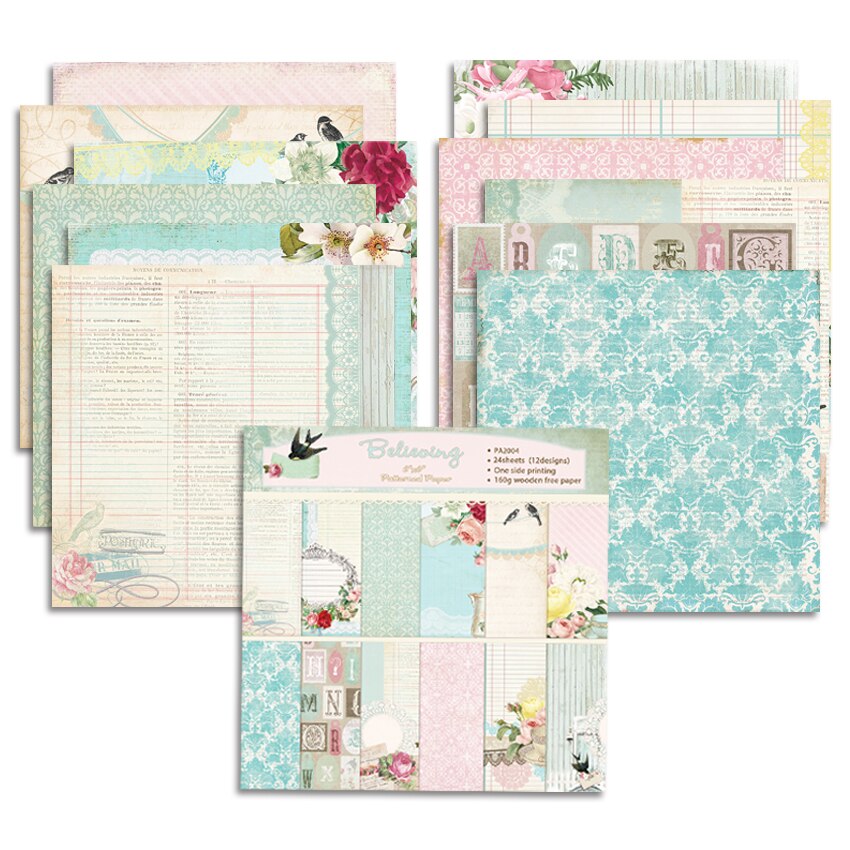 24 sheets 6"X6" Believing patterned paper Pad DIY Scrapbooking paper pack handmade paper craft Background pad Alinacraft