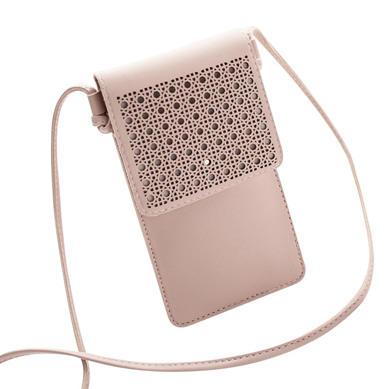 Cross Body Mobile Phone Bag Touching Screen Clear Window Mini Purse Cell Phone Bag Pouch FS99: Pink