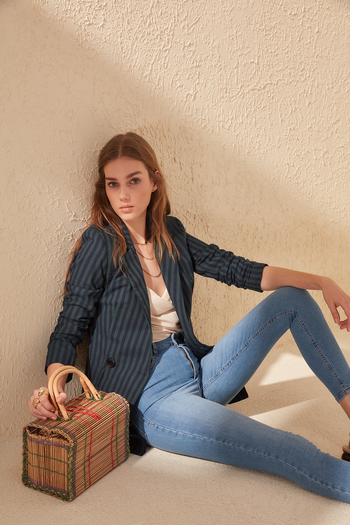 Trendyol Green Striped Jacket TWOAW20CE0178