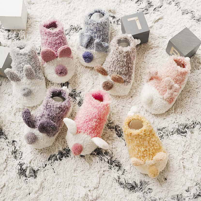 Autunno e inverno nuovo ispessimento dei bambini calzini del pavimento antiscivolo bambino a casa calzini svegli calzini del fumetto stereo orecchio bambini delle ragazze dei ragazzi calzini