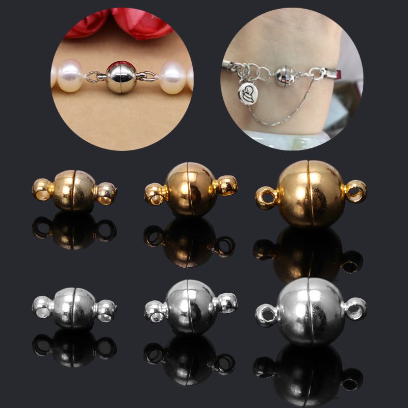 10 Pcs Rvs Ball Vorm Magnetische Sluiting Converter Voor Sieraden Maken Goud Zilver Wit