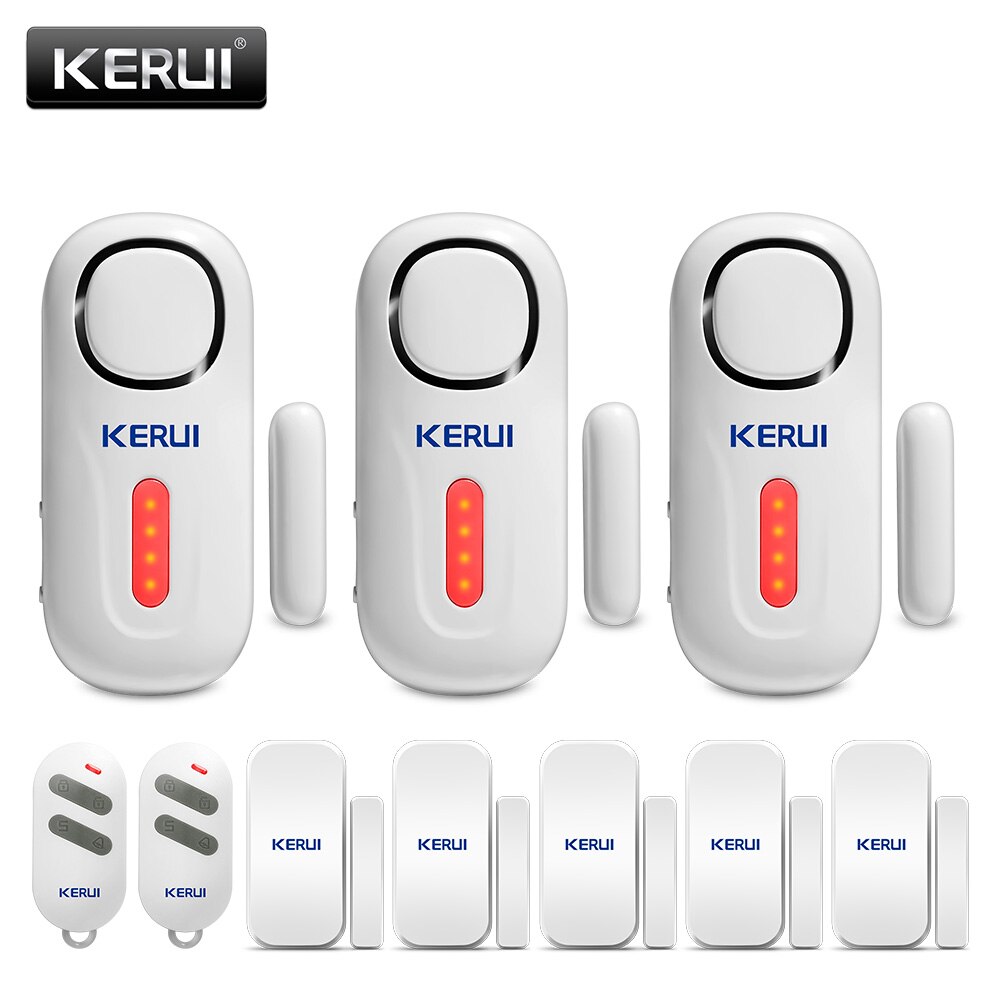 KERUI D2 Door Window Sensor Built-in Siren 120dB Loud Home Security Independent Door Sensor Alarm System With Remote Control: Kit 4