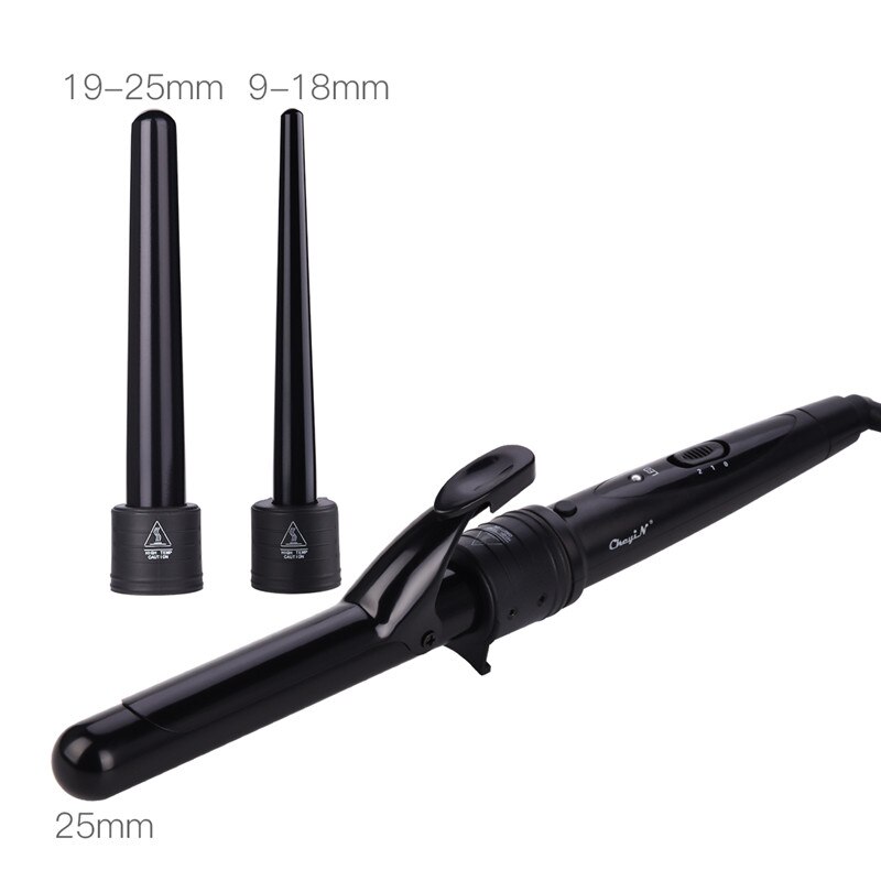 3 In 1 Temperature Control Styling Tools Ceramic Cone Hair Curling Iron Tong Electric Hair Curler Roller Curling Wand Waver 3536: Gray