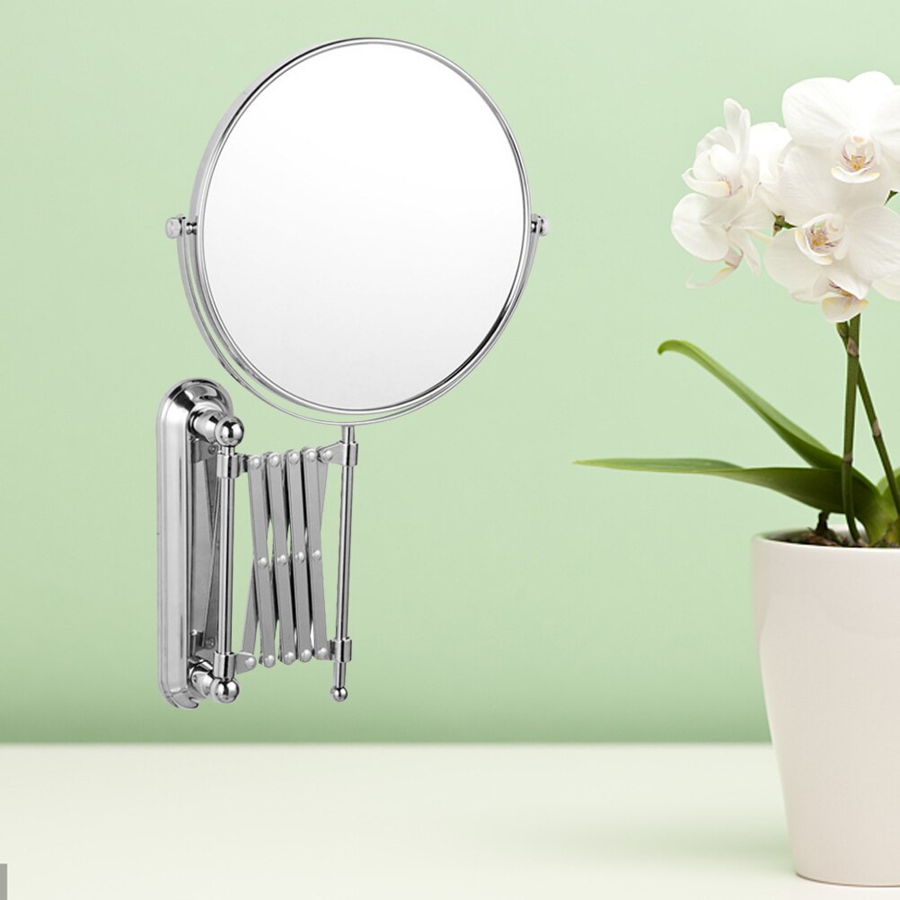 6 Inch 3X Magnifying Round Wall Mirror Two-Sided Retractable Bathroom Mirror 360 Degree Swivel Makeup Mirror