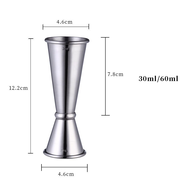 Jigger-Barra de cóctel de acero inoxidable, vaso medidor de doble espíritu para Bar en casa, herramienta de Bar de: 1