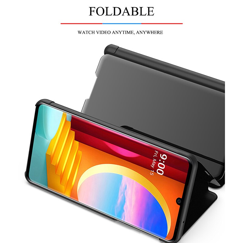 Uftemr Cassa Del Telefono per LG Velluto Copertura Della Cassa 6.8 "Del Basamento Dello Specchio di Cuoio del PC chiaro Visualizza di Vibrazione Shockproof Coprilibro per LG Velluto 5G