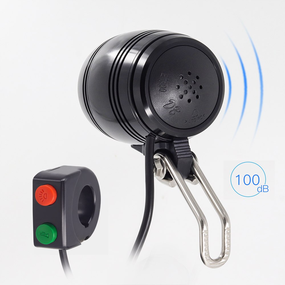 WEXPLORE Ebike Koplamp Ingebouwde Luidspreker Ingang 24V 36V 48V 100Lux LED Licht E Fiets Lamp Elektrische Fiets scooter Onderdelen: Licht Groen