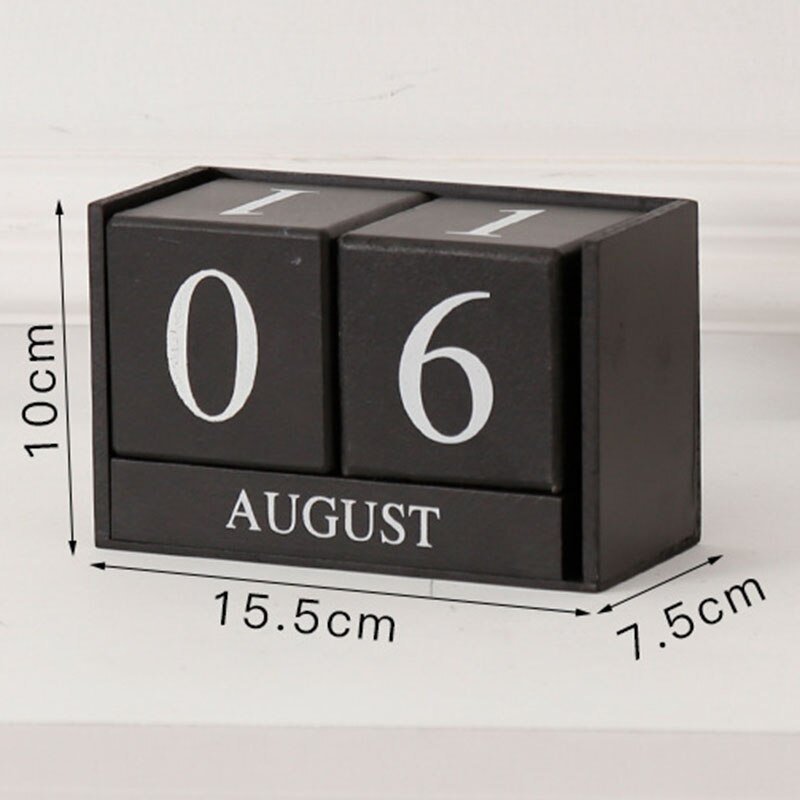 Wooden Perpetual Calendar Wooden Desk Block Calendar-Permanent Block Month Date Display Home Office Decoration