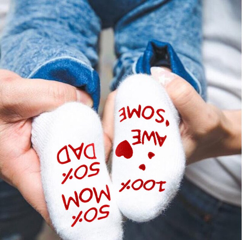 Cute Sentences English Letter Infant Baby Socks Combed Cotton Baby Socks Toddler Anti Slip Socks 0-1 Years