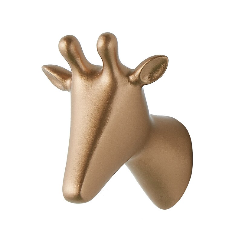 Perchero con cabeza de Animal para el hogar, gancho decorativo para colgar ropa, estante para artículos diversos, montado en la pared, 1 ud.: Gold   Giraffe