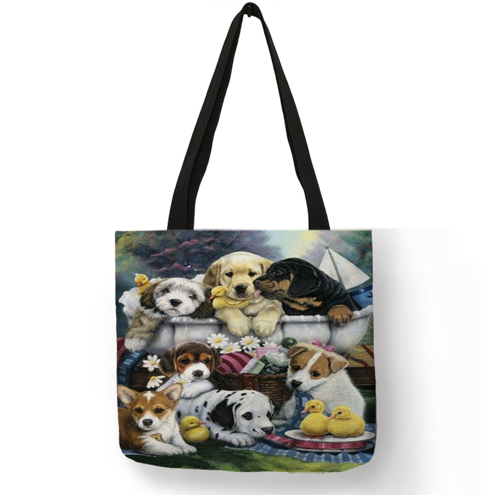 Nette golden Retriever Druck Tote Tasche Für Frauen wiederverwendbar Große Kapazität einkaufstaschen Dame Tote lässig Schulter Taschen: 007