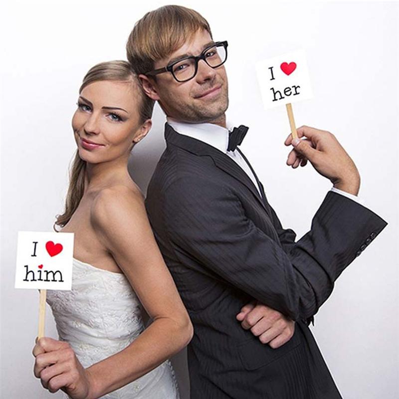 4Pcs Wedding Photo Props Lightweight Funny Delicate Portable Wedding Photography Props Wedding Booth Supplies