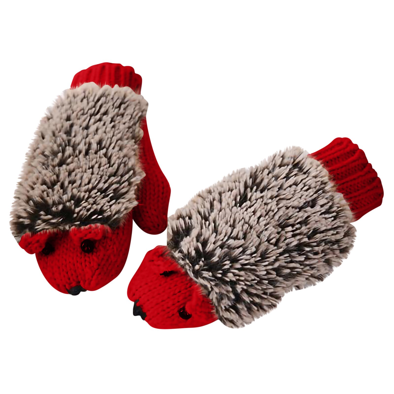 3d Cartoon Animal Girls Novelty Cartoon Winter Gloves For Women Knit Warm Fitness Gloves Hedgehog Heated Villus Wrist Mittens: Red