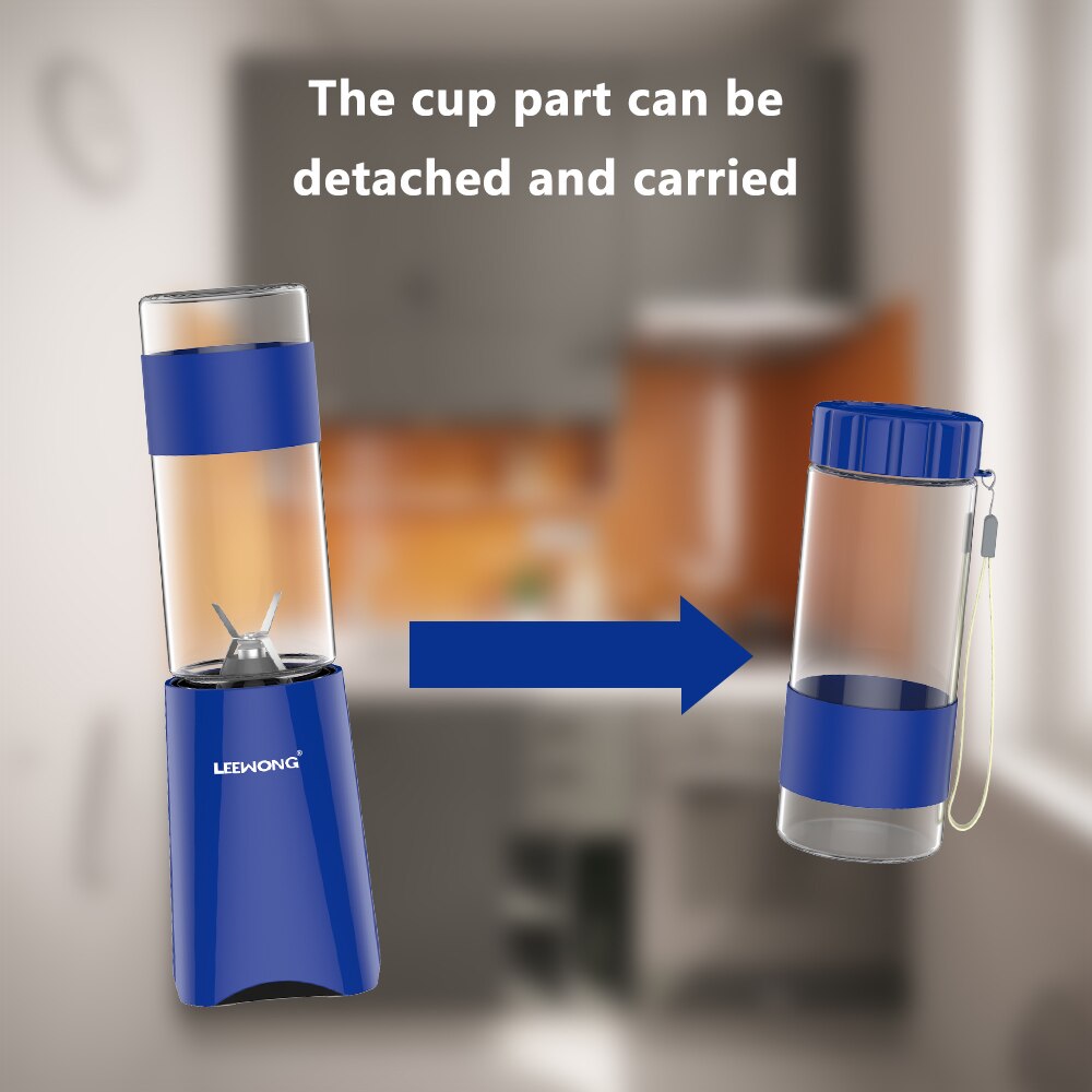 LEEWONG Electric Mini Multi-functional Portable Glass Blender Juicer Travel Kitchen