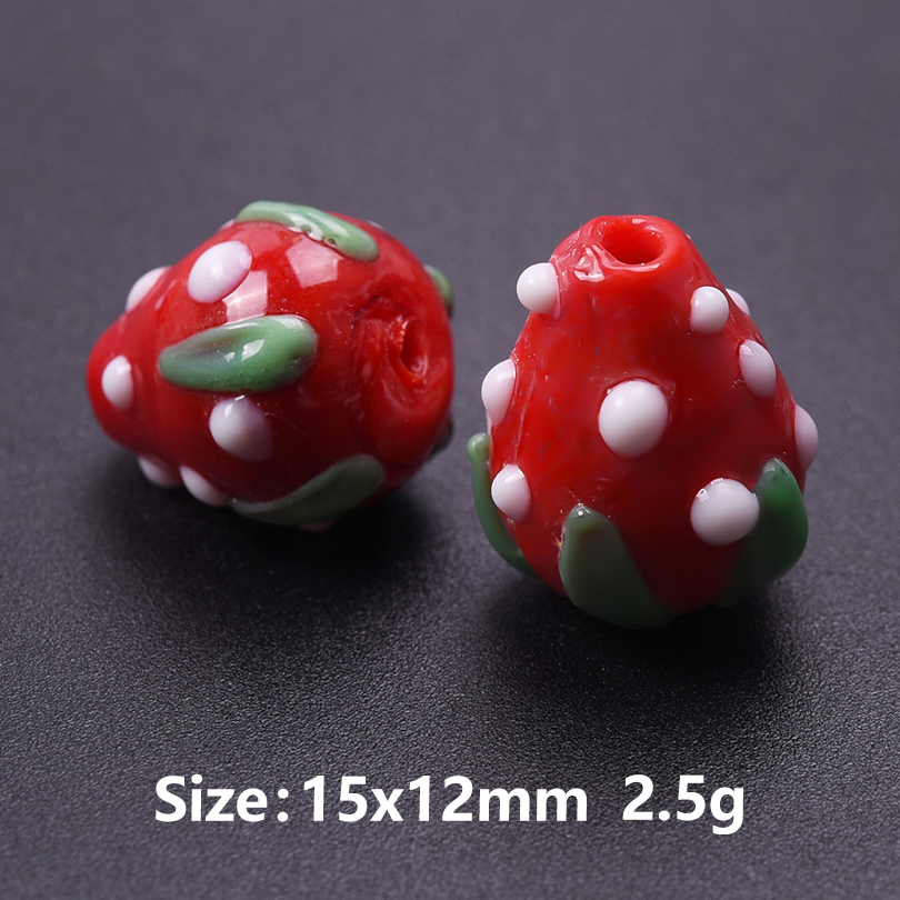 Fargerike 10 stk. glass jordbær persimmon druer perler spacer charms fruktperler øredobber tilbehør glass gjør-det-selv smykker armbånd: Hvit